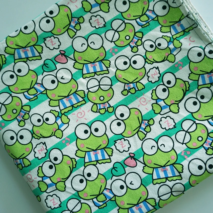 Keroppi лягушка Печать ручная работа пэтчворк хлопок холст ткань шитье подушка для сумки Diy скатерть-занавеска диван 91 см* 145 см