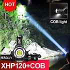 Мощный налобный фонарь 50000 лм, светодиодный налобный фонарь XHP120, COB светодиодный налобный фонарь, перезаряжаемый налобный фонарь XHP90.2, портативный налобный фонарь
