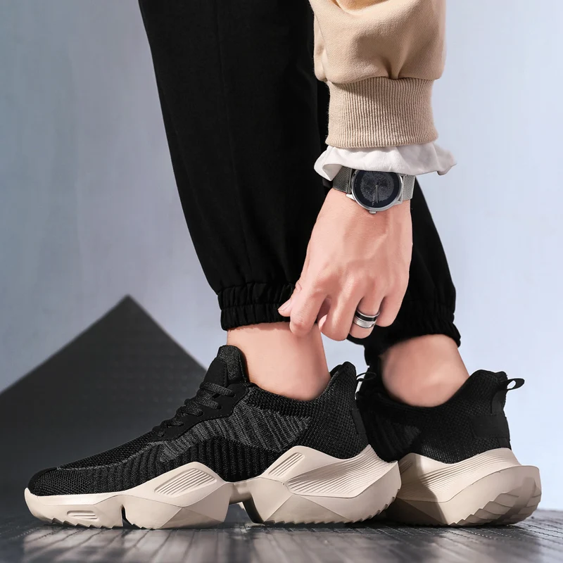 

Men Casual Shoes Sneakers Fashion Light Breathable Summer 2020 Male Solid White Knitting Mens Hot Sale Men's Black For