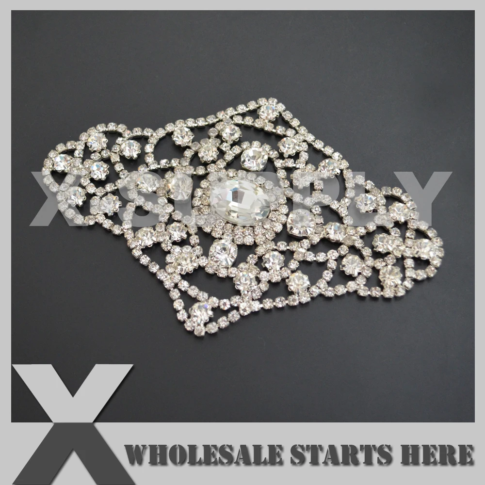 

(1pc/lot) Sparkling Crystal Silver Rhinestone Applique Embllishment Patch, X12-0086