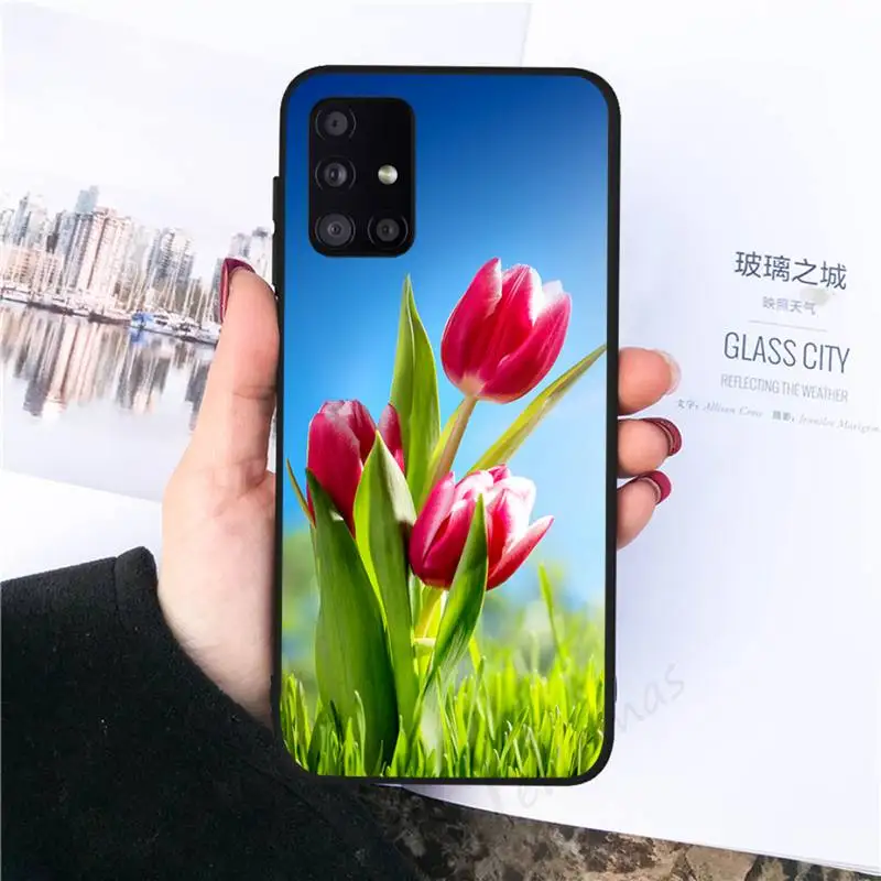 

Tulip flower beautiful Phone Case for samsung galaxy s21 s20 fe s10 a51 a52 a71 a50 a12 a72 a21s a70 note 20 10 ultra plus funda