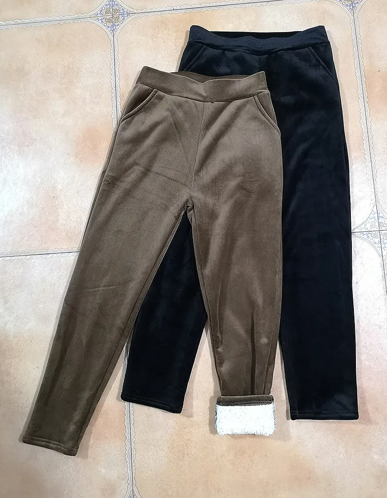 

Women's Autumn And Winter Striped Leisure Pants Corduroy Keep Warm Harem Pants Cashmere Thickened Cashmere Pant