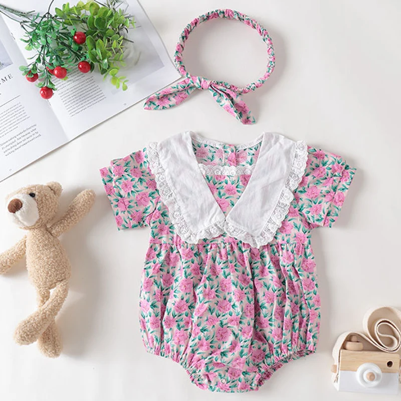 

Summer Baby Girls Lovely Clothes Infant Baby Girls Flower Jumpsuit One piece Outfit Toddler Baby Girl Cotton Romper