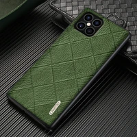 genuine leather rhombus grain cell phone cases for iphone 12 pro max 12 max 11 pro max x xs max xr 6 6s 7 8 plus se 2020 cover