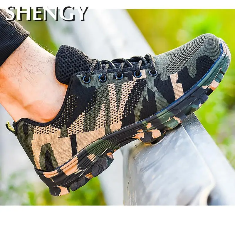 Кроссовки мужские неразрушаемые защитная уличная обувь для работы камуфляжные