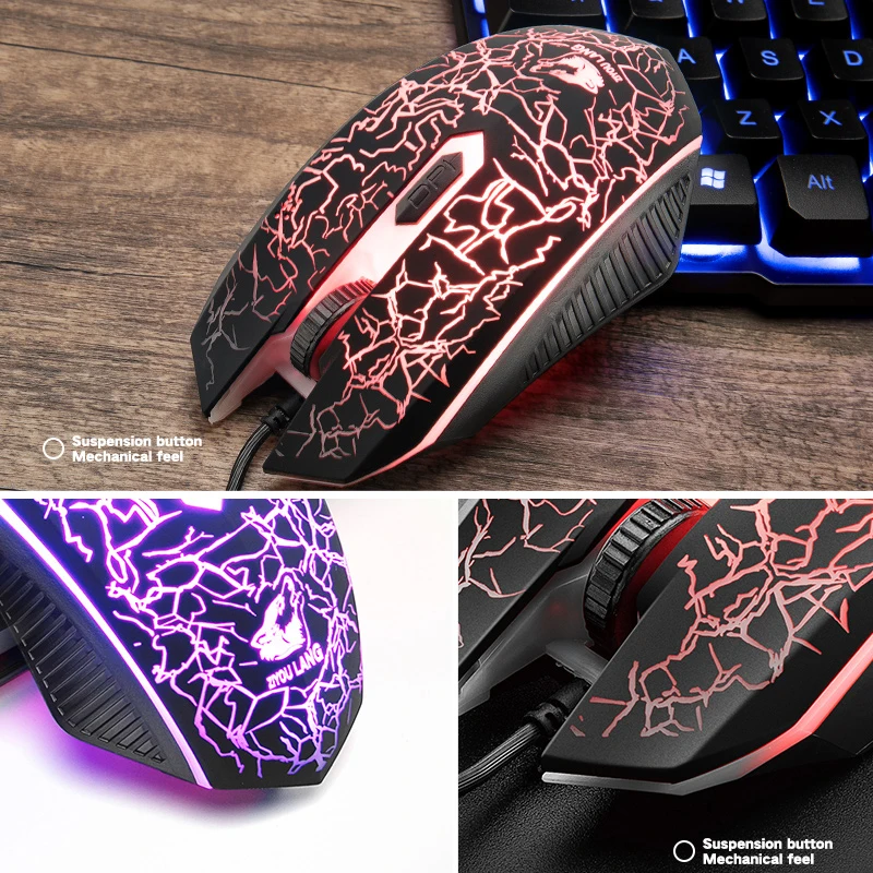 Игровая клавиатура и мышь английская/Русская раскладка разноцветная