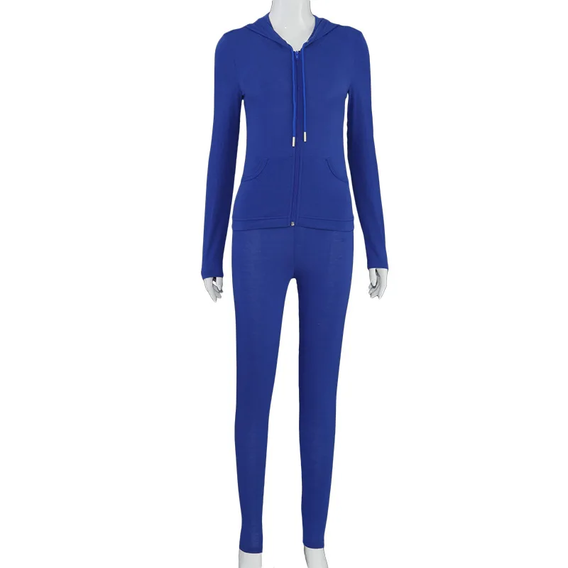 

autumn two piece set women long sleeve hooded zipper pocket sporty Jackets+leggings matching sets workout stretchy outfits