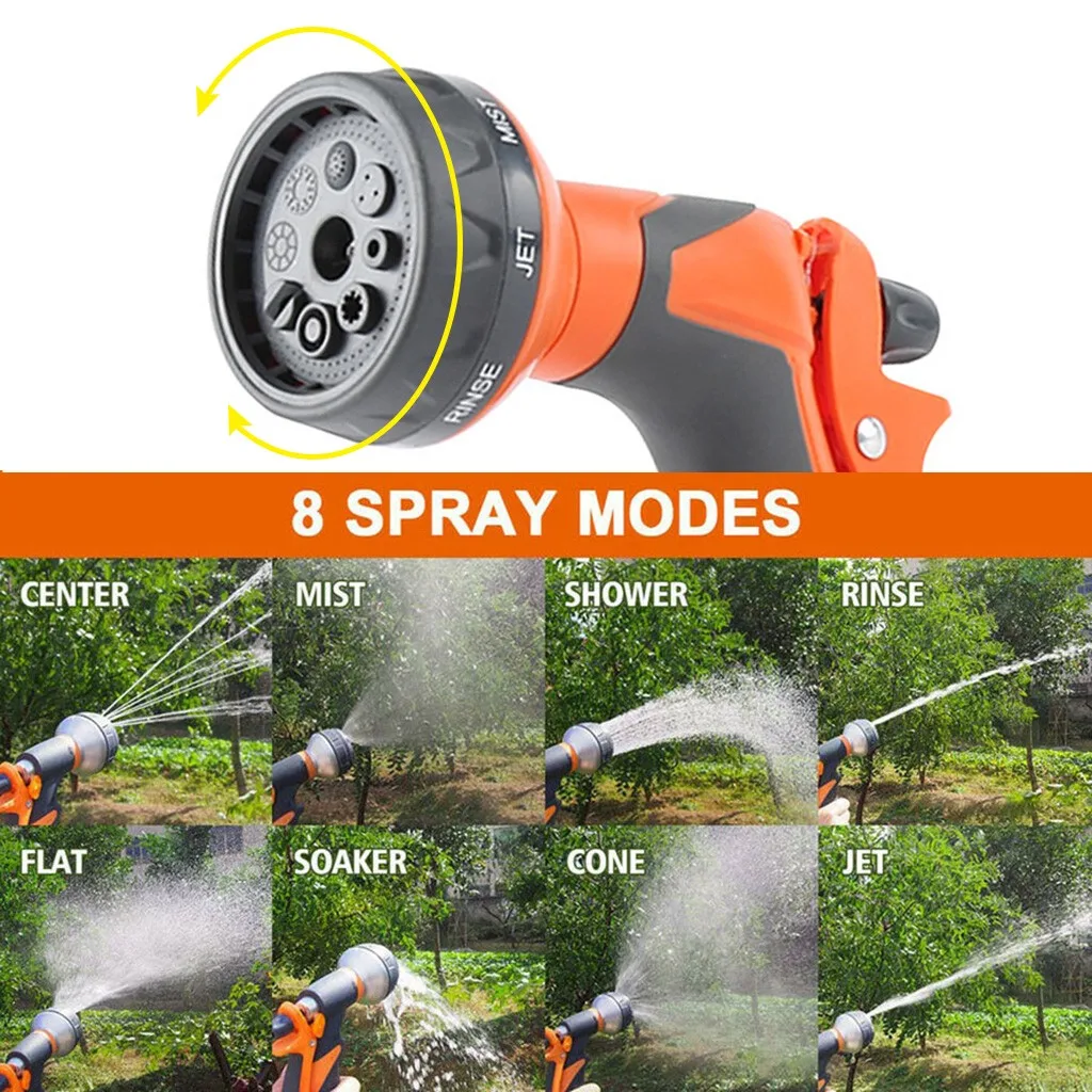 

8 Patterns Practical Adjustable Garden Hose High Pressure Gun Sprinkler Nozzle Car Water Spray Gun Wash Hose Garden Water Gun