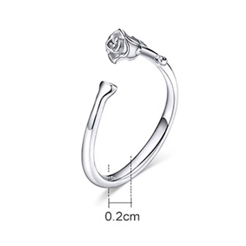 

Creative Exquisite Rose Flower Ring Opening Silver Ring Female Party Hand Decoration Jewelry Gift Opening Adjustable