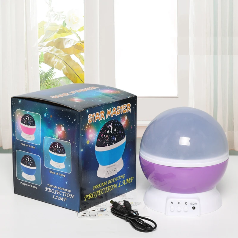 

Romantic Starry Moon Sky LED Rotating Night Light Projector USB Night Lamp Creative Kids Christmas Birthday Novelty Luminous Toy