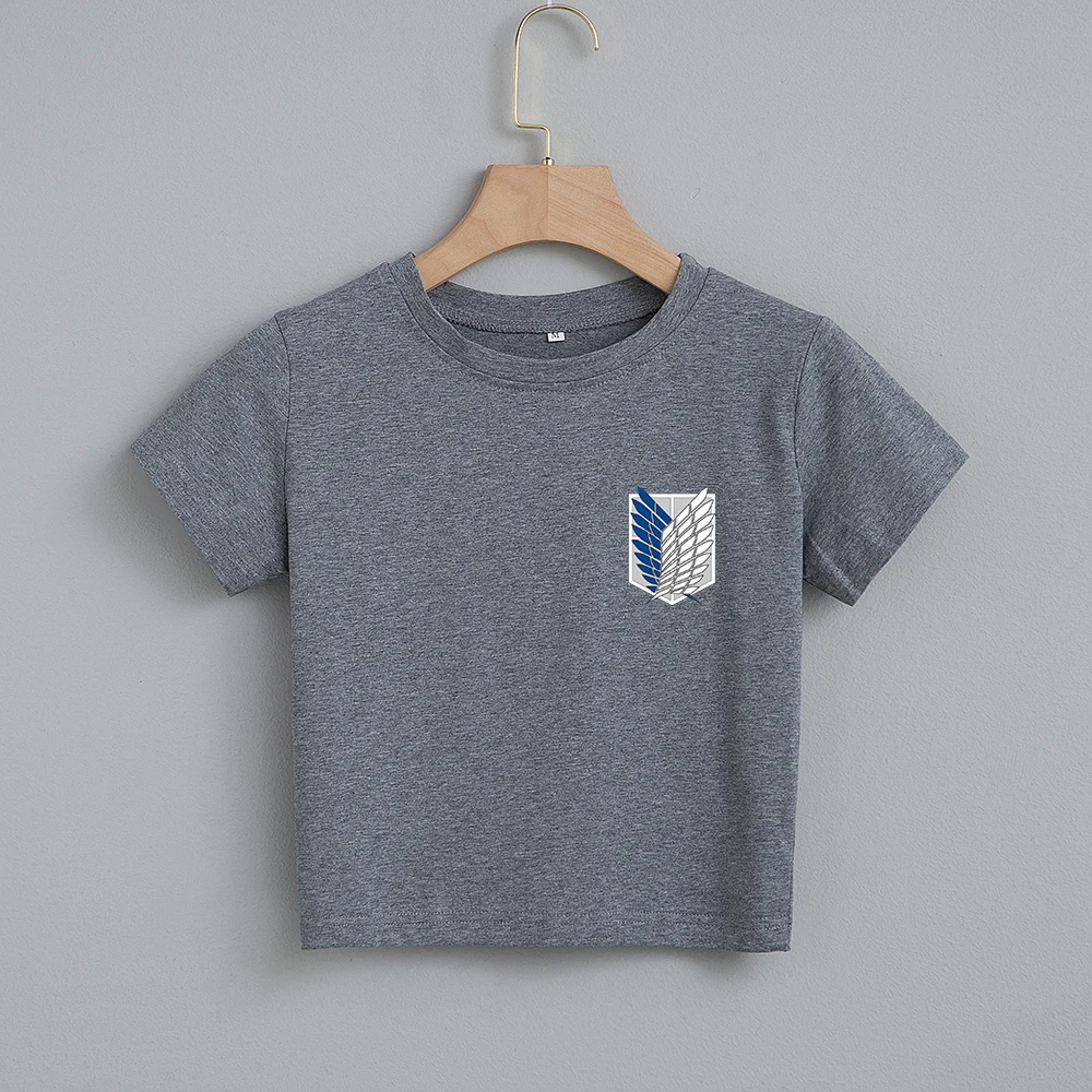 Футболка женская с японской мангой из аниме атака на Титанов винтажный кроп-топ