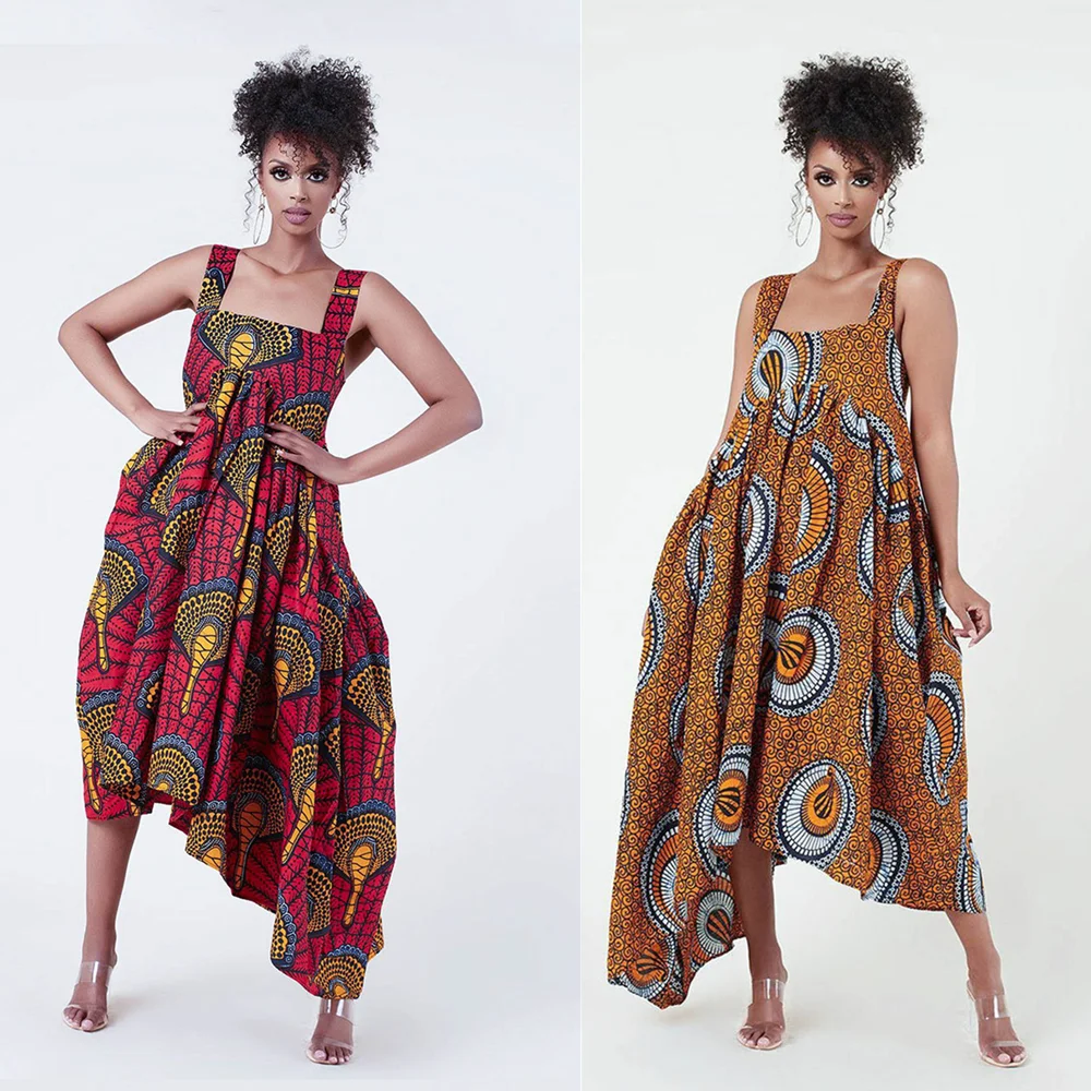 

Летние африканские платья для женщин 2021 Новая мода платье с принтом Анкары Дашики Большие размеры африканская одежда без рукавов