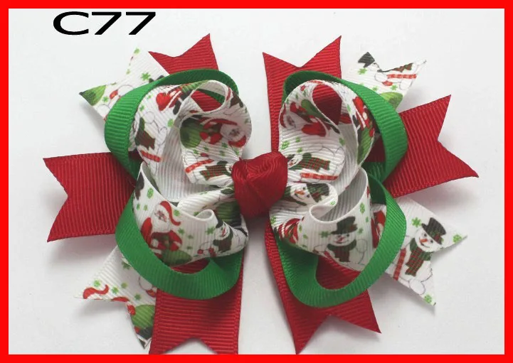free shipping A group 24pcs Christmas feather hair bows Candy Cane Bow Santa Hair clip Reindeer Headband layered corker | Аксессуары для