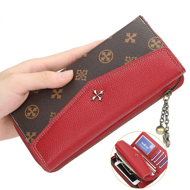 

Женский Длинный кошелек Корейская версия вместительный клатч на молнии со старым рисунком четырехлистный клевер женская сумка для карт