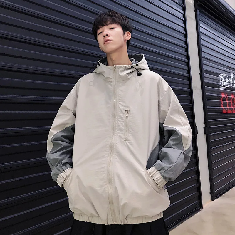2019 New Autumn And Winter Clothing Men's Jacket Youth Popular Hooded Stitching Fashion Casual Loose Shirt Coat White M-2XL | Мужская