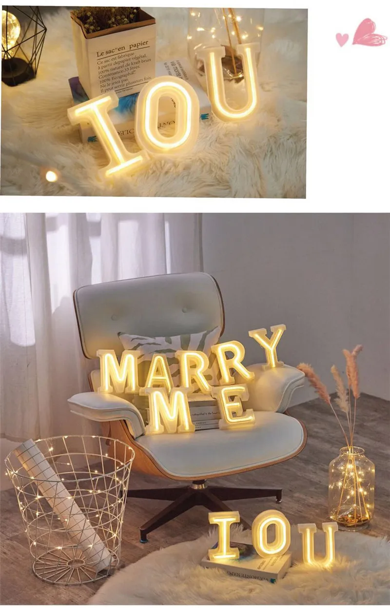 16CM Height 3D White Letters Wedding Decoration Ornaments 0-9 Numbers LED Light Indoor Wall Hanging Birthday Party Xmas Decor