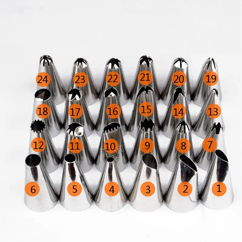 8/24 шт. Нержавеющая сталь Кондитерские насадки для крема с кондитерский мешок