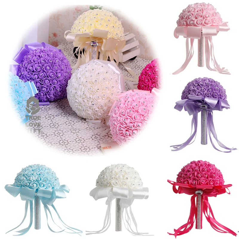 

Handmade Bridal Artificial Foam Roses Flower Bride Bouquet Wedding Party Decor