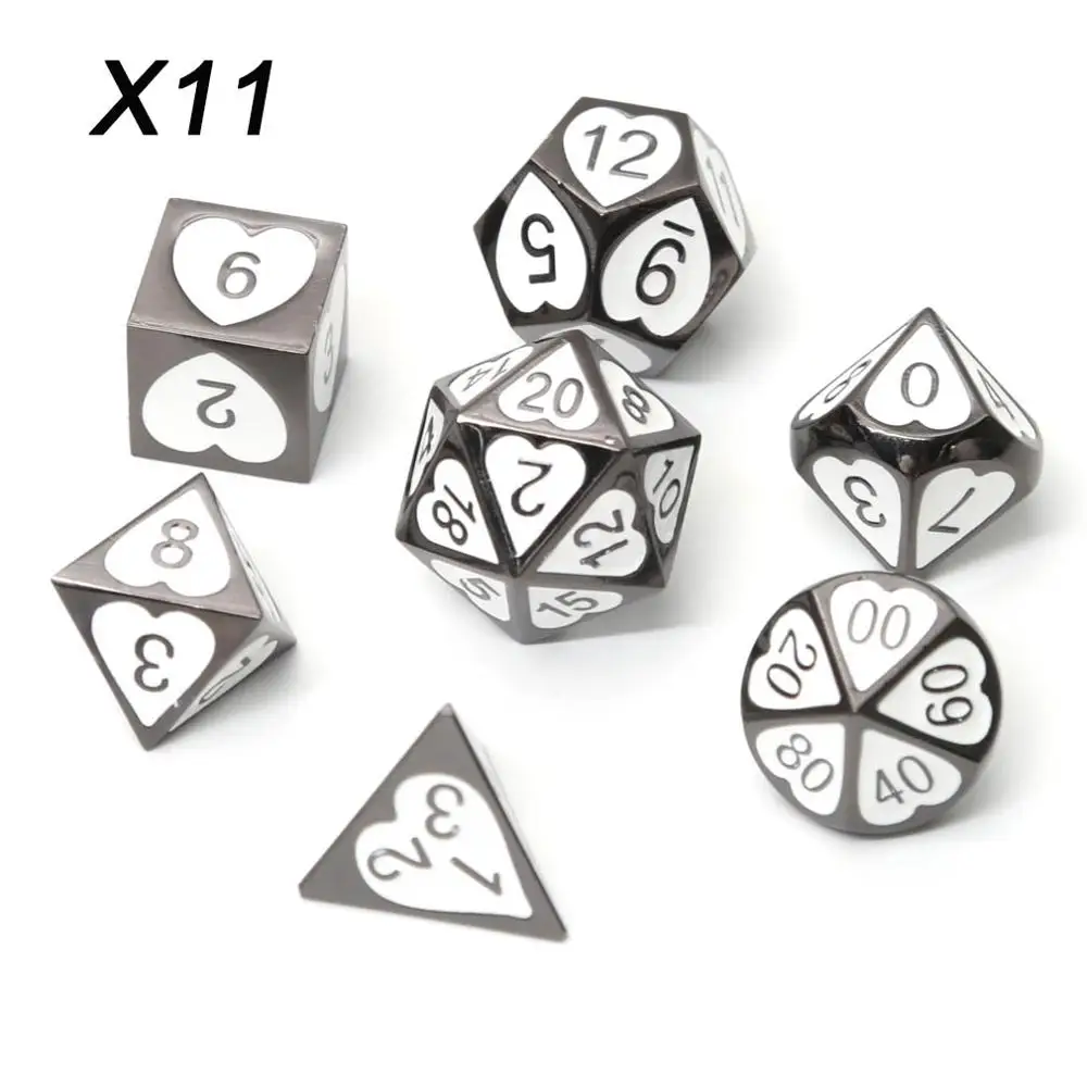 Chengshuo dnd металлические игральные кости набор rpg многогранные d20 12 10 8 6 черные