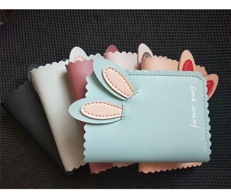 Новинка, женские кошельки Kawaii, милый кролик, держатель для карт, маленький кошелек, женский короткий дизайнерский кошелек, женский кошелек, держатель для денег