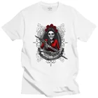 Крутая Мужская футболка с изображением Санта-Муэрте, черепа, хлопковая футболка с коротким рукавом, в стиле Saint Death Dead, мексиканское оружие, футболка с цветком топы, одежда