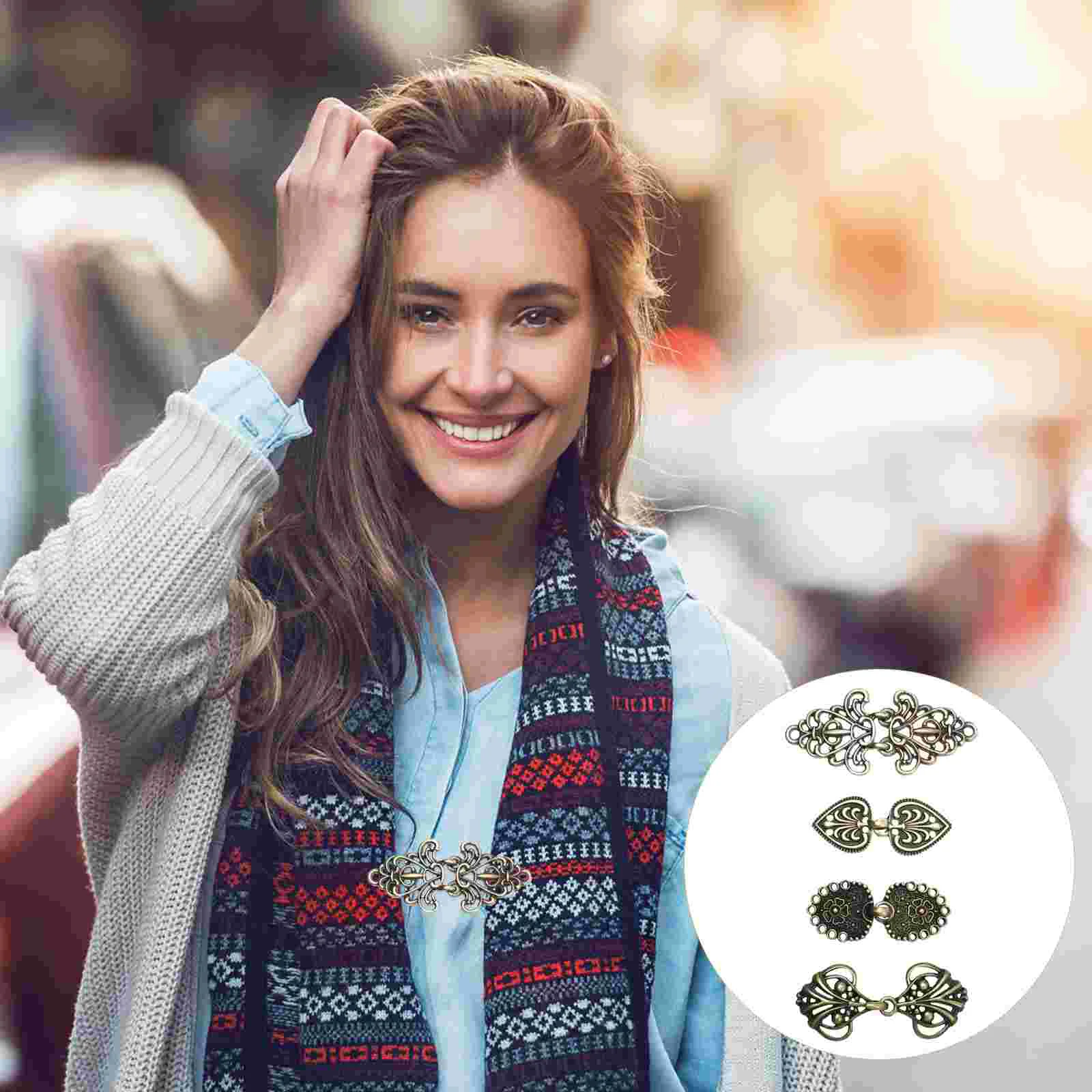 

4 Pairs Cloak Cape Clip Fashionable Cheongsam Buckle DIY Button Accessories