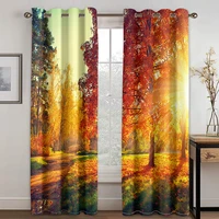 home autumn landscape 3d printing adult living room bedroom waterproof fabric customizable curtain set with hook accessories