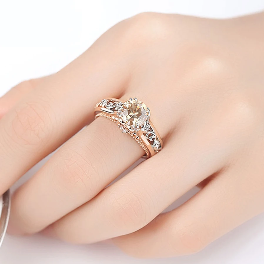 Двойной ярмарка большой Цирконий обручальные кольца для мужчин и женщин розовое