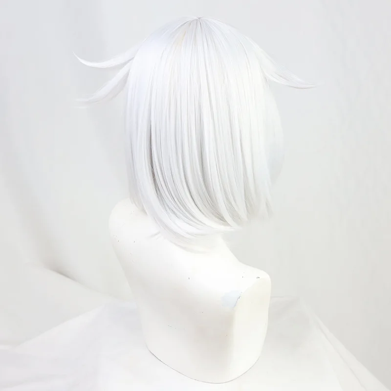 

Genshin Impact Paimon Cosplay Wig White Short Heat Resistant Synthetic Hair Halloween Party Role Play COS Anime Wig Fake Hair