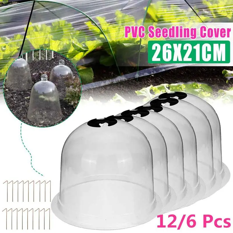 

6/12Pcs Reusable Plant Bell Cover Transparent Plastic Greenhouse Garden Cloche Dome Plant Covers Frost Guard Freeze Protection