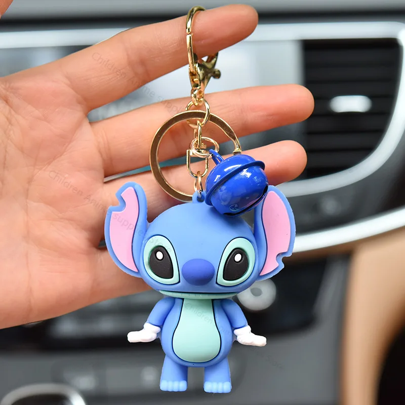 

Disney Mickey Mouse Winnie The Pooh Stitch New Cartoon Anime Figures Doll Bell Keychain Pendant Couple Bag Pendant Toys Gifts