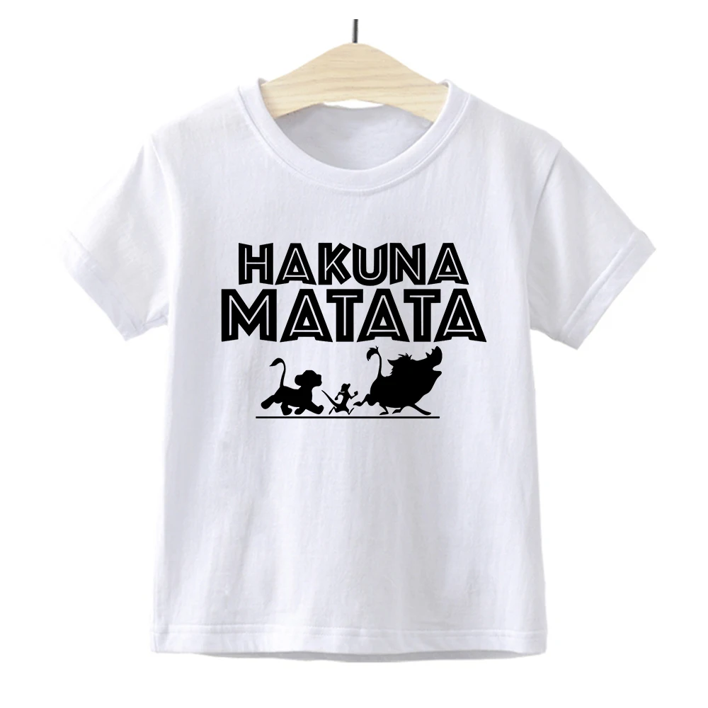 Летняя футболка для мальчиков и девочек HAKUNA MATATA с буквенным принтом повседневный