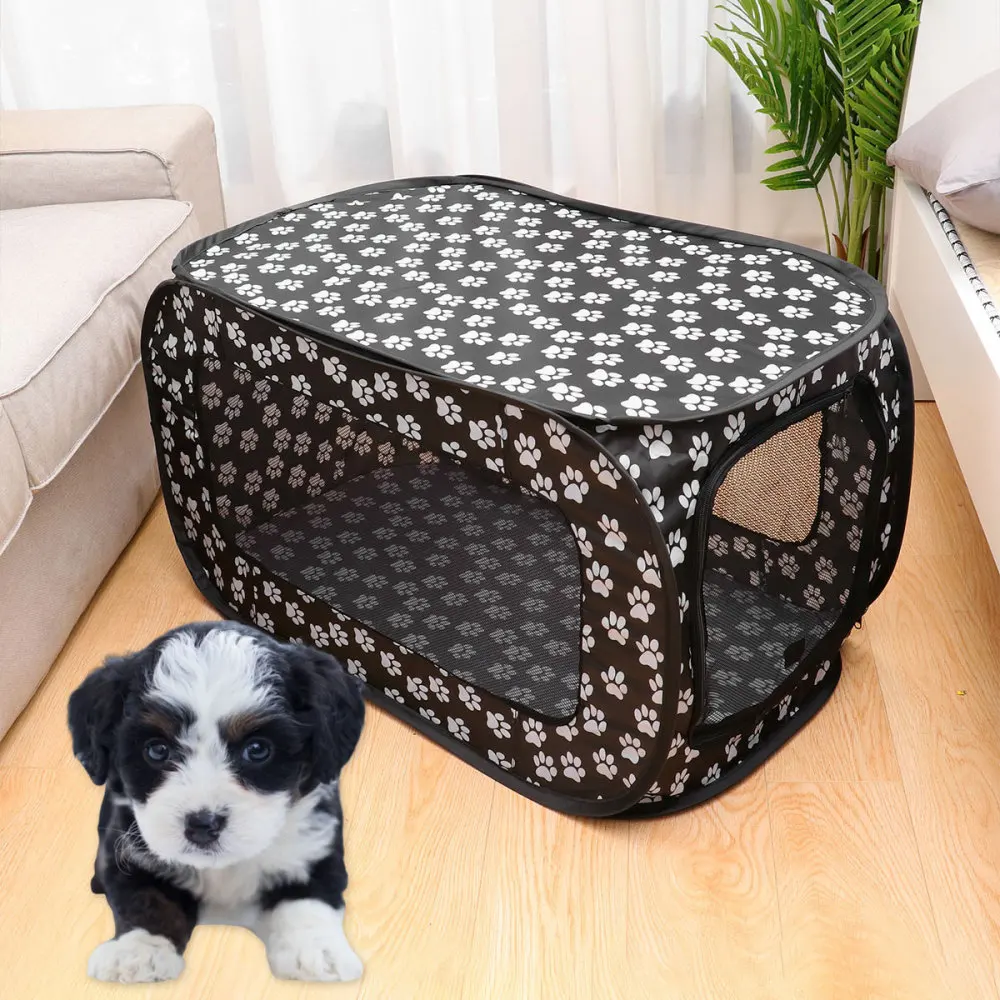 

Rectangle Pet Playing Tent Portable Pet Fence Creative Dog Cage Nest Pet Supplies (Black)