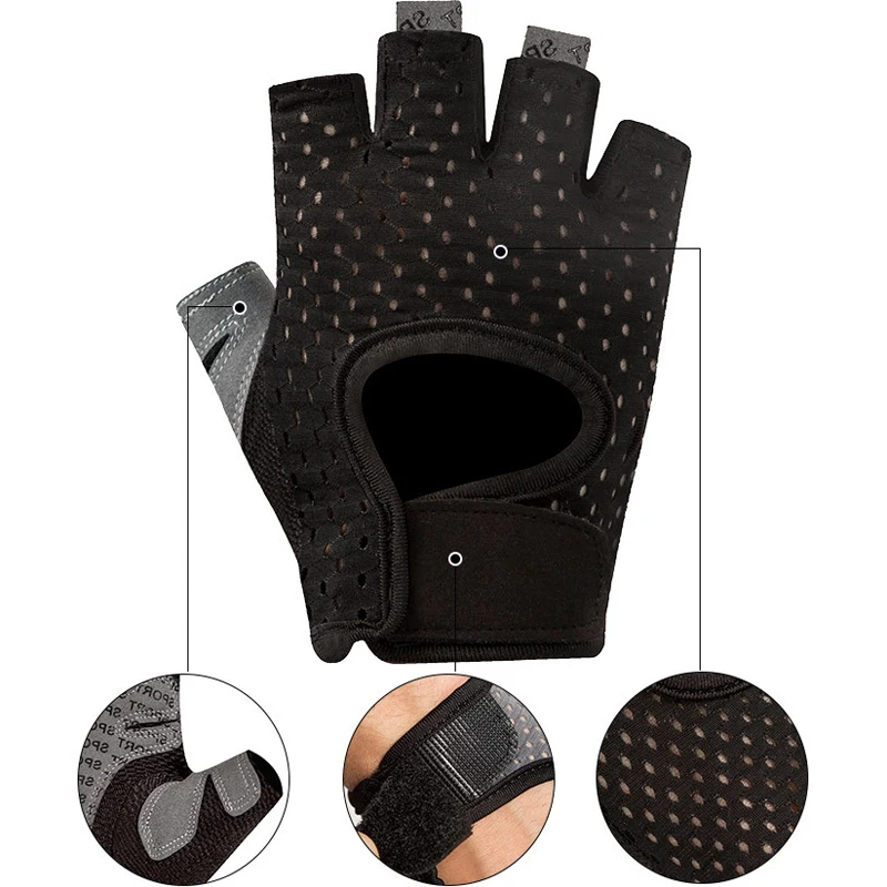 Женские Перчатки для фитнеса тренажерного зала перчатки с открытыми пальцами