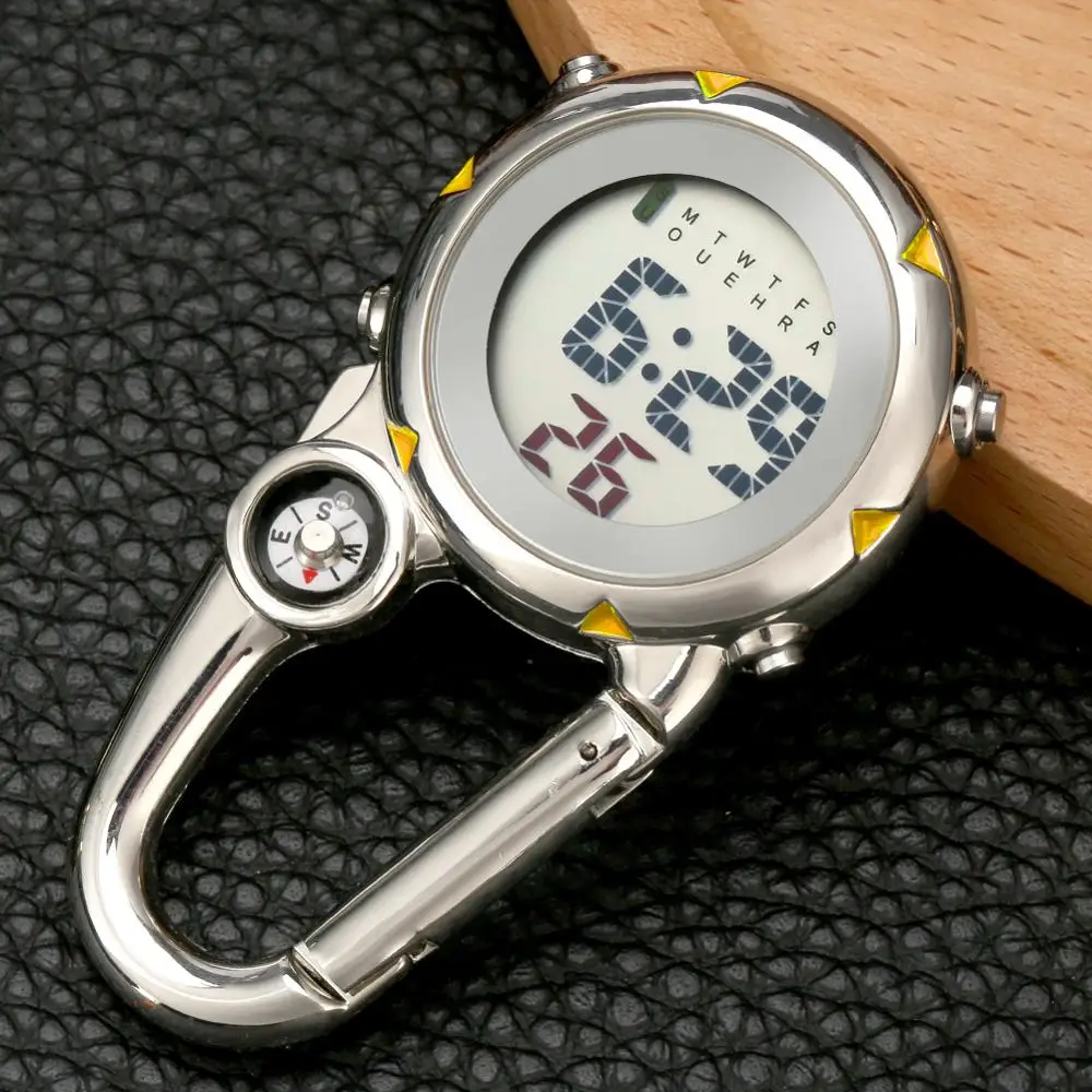 

Multifunction Sports Digital Watches Mini Clip On Carabiner Watch Clip Hook Portable Pocket Watch Creative Gifts For Activities