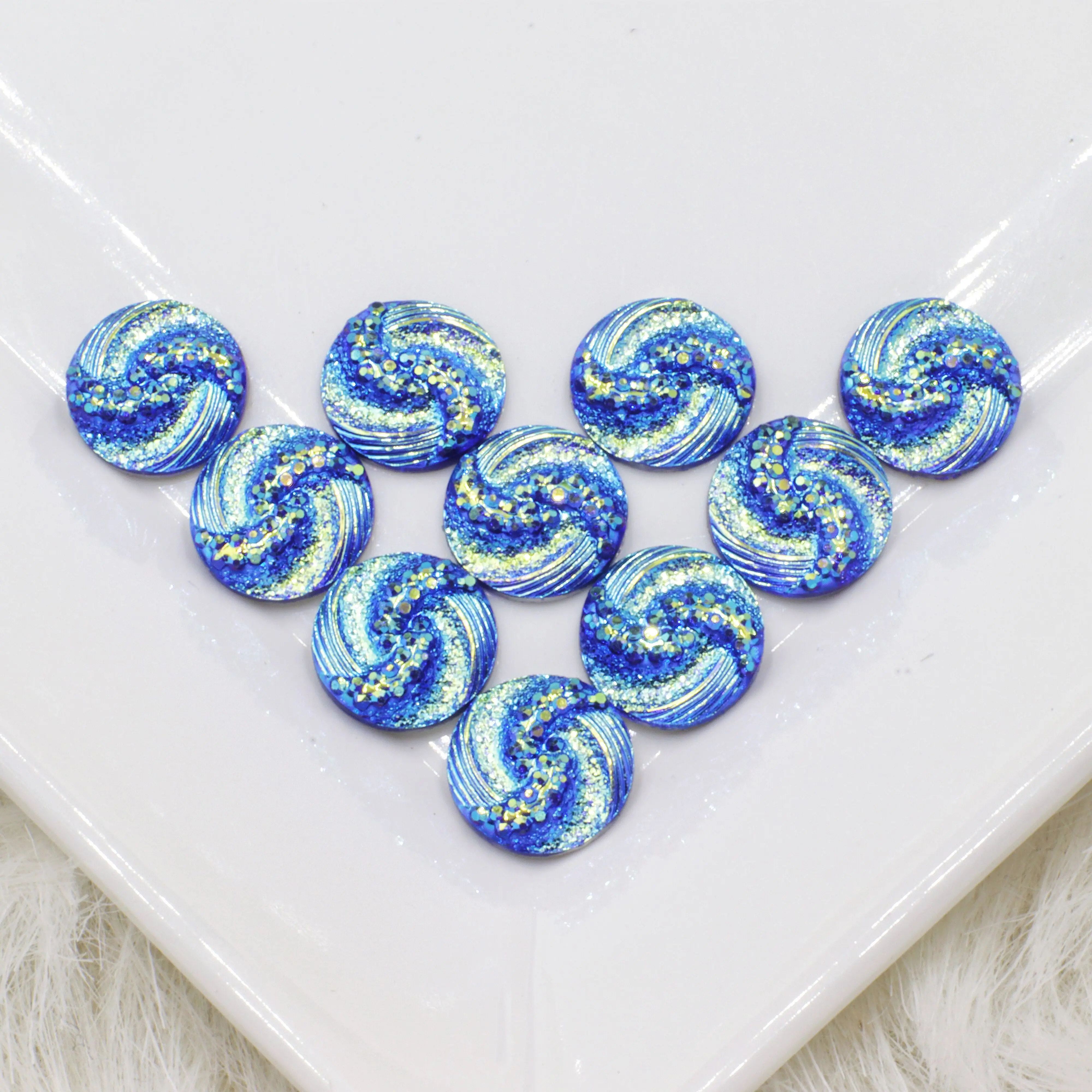 

New 40pcs 12mm mixed 7 kinds of style Ocean blue flatback resin crystals diy fashion Decoration rhinestones