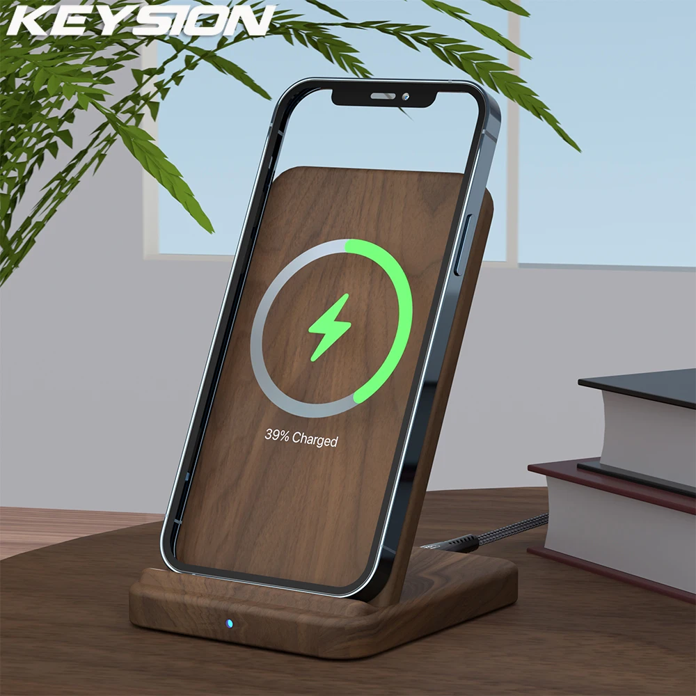 Фото KEYSION 15 Вт Qi Беспроводное зарядное устройство деревянная Быстрая зарядка подставка для iPhone 12 Pro 11 XR XS Samsung S21 S20 S10 Xiaomi Mi 11 Huawei P50 №1