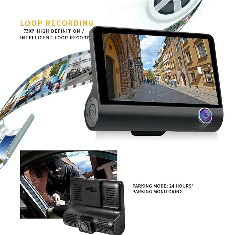 

Car DVR 3 Cameras Lens 4.0 Inch Dash Camera Dual Lens Rearview Camera Video Recorder Auto Registrator Dvrs Dash Cam cameras