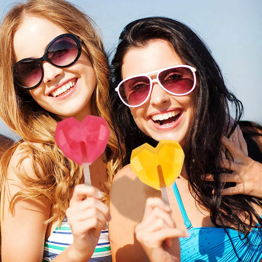 

SILIKOLOVE New Diamond Love Heart Popsicle Mold Silicone Ice Cream Mold DIY Homemade Ice Pop Mould With Lid