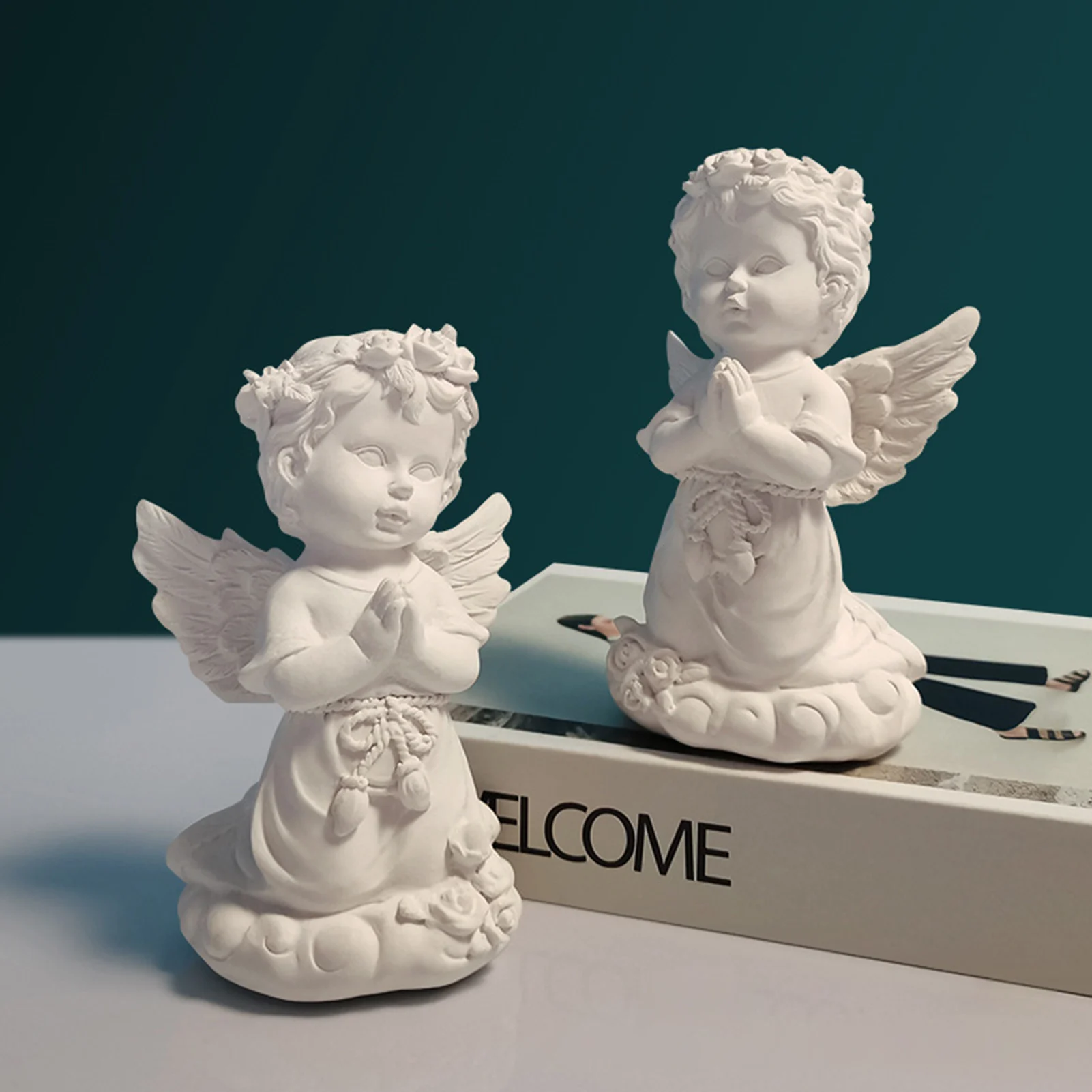 

Ретро скульптуры с ангелом, милые скандинавские дождестойкие искусственные миниатюрные украшения для дома, офиса, балкона, двора