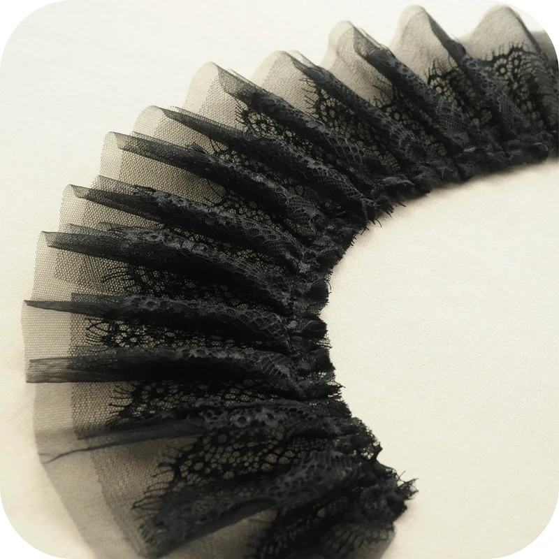 

3M/lot Pleated double layer mesh eyelash lace tirm for craft skirt decoration DIY material
