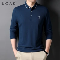 ucak brand classic casual cotton turn down collar t shirt men clothes autumn new arrivals streetwear long sleeve t shirts u5687