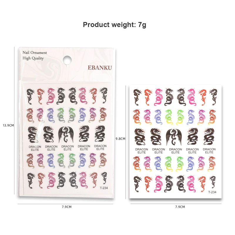 3D наклейки для ногтей с китайским драконом декоративные дизайнерские