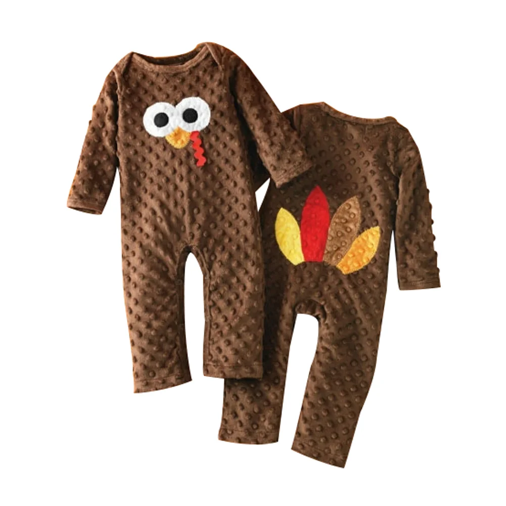 Теплые ползунки индейка с длинными рукавами для маленьких мальчиков и девочек