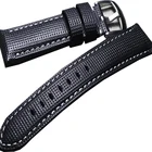 Модные черные ремешки для часов 20, 21, 22, 24, 26 мм, мужские аксессуары для часов, кожаный ремешок для часов, толстый браслет для часов, брендовый ремешок для часов