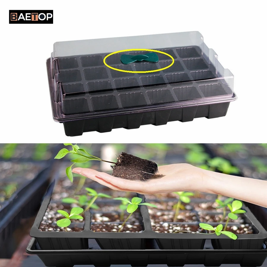 1/2/4/6 Packs 24 Cells Seed Starter Tray with Adjustable Dome Plant Germination Tray Garden Growter Kit for Greenhouse Seed Star