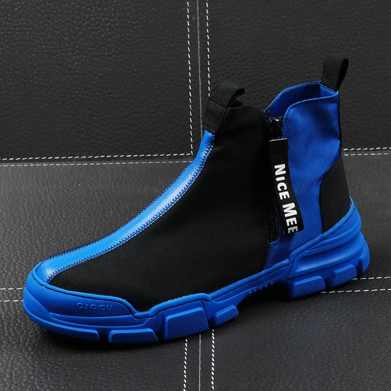 Мужские высокие кроссовки удобная повседневная обувь на молнии плоская подошва