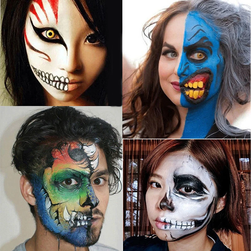 

new12 Colors Non Toxic Face Body Art Painting Body Painting Oil Tattoo Makeup Cosmetic Drama Clown Makeup Face Halloween Party