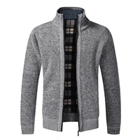 autumn winter new mens jacket slim fit stand collar zipper jacket men solid cotton thick warm sweater
