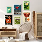 Мультяшные постеры с изображением фруктового сока, апирола, сприца и принт, рисунок на холсте джин манхэттен, Маргарита, картина на стену для клуба, бара, картины для домашнего декора